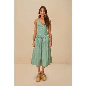 FARM RIO Bicolor Stripes Organic Cotton Midi Dress